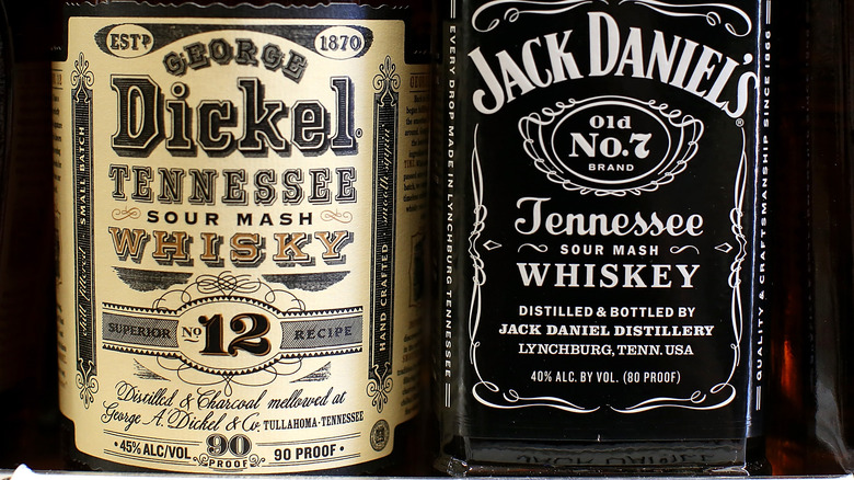 bottle of George Dickel and Jack Daniel's