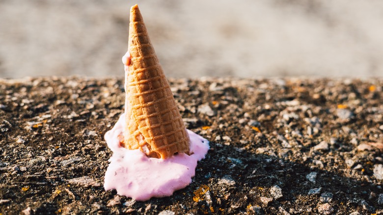 symbolic melted and lost ice cream cone