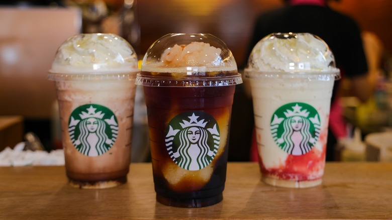 three starbucks frappuccinos