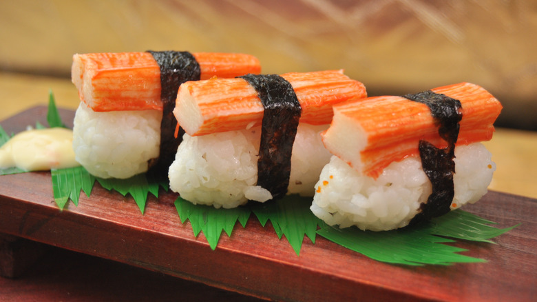 Imitation crab sushi