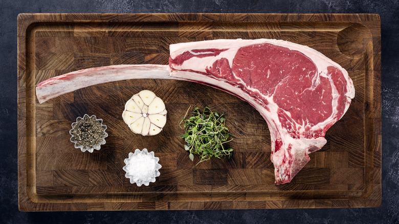 Frenched tomahawk steak