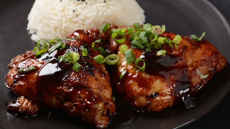 gastrique-glazed chicken thighs