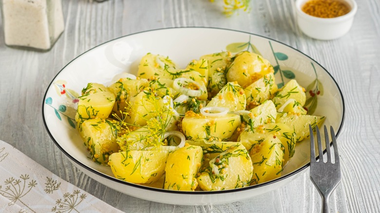 Amish potato salad with extra mustard