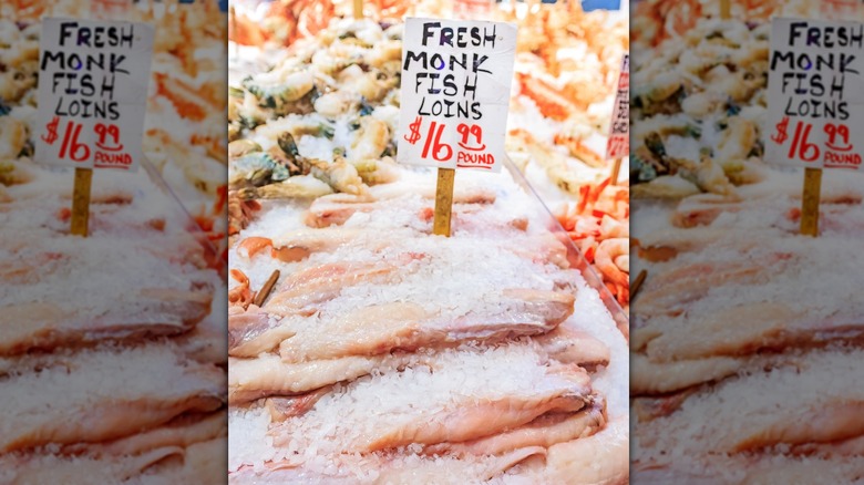 monkfish loins on ice