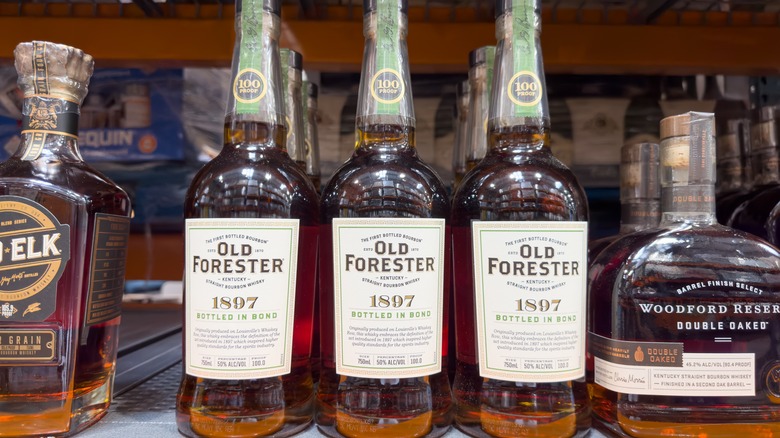 Bottles of whiskey bottled-in-bond