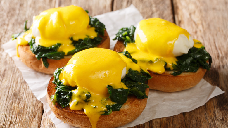Eggs Florentine with spinach  