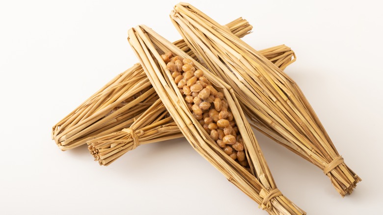 Natto wrapped in rice straw