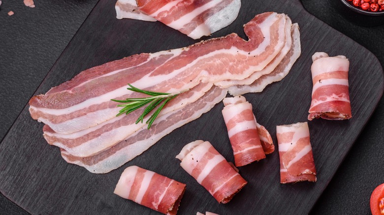Slices of pancetta