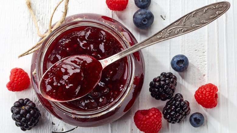 homemade jam on a spoon