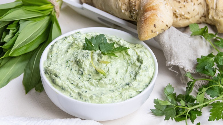 small bowl of herbed quark