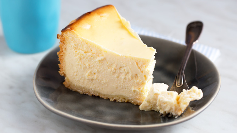 Thick slice of German cheesecake