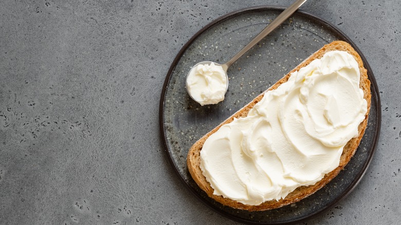 cream cheese spread on toast