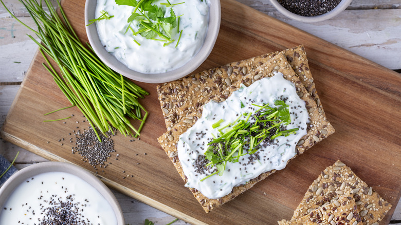 quark and herbs on crispbread