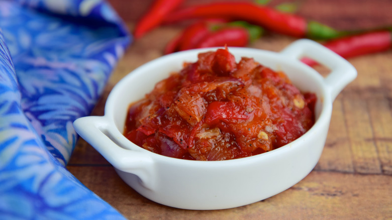 A bowl of sambal oelek