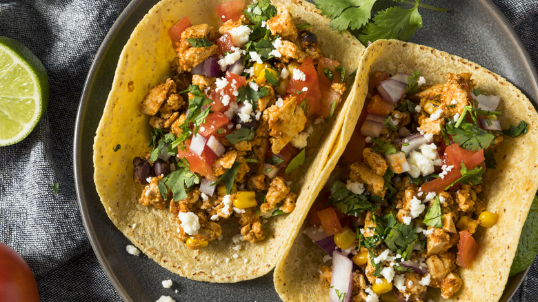 Tofu tacos on corn tortillas