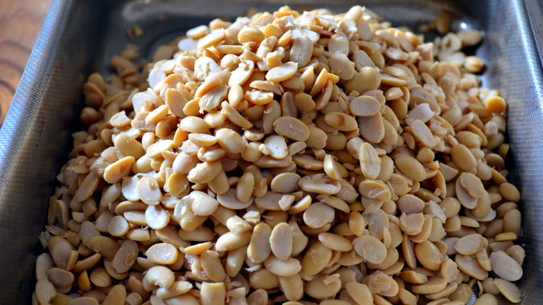 soybeans in steel pan