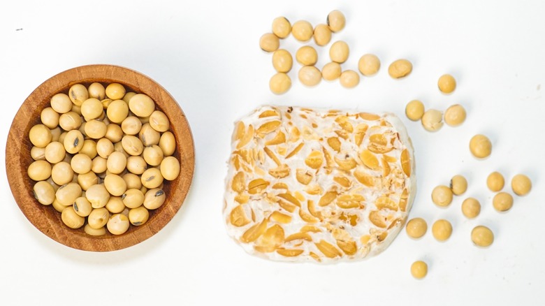 bowl of soybeans with tempeh