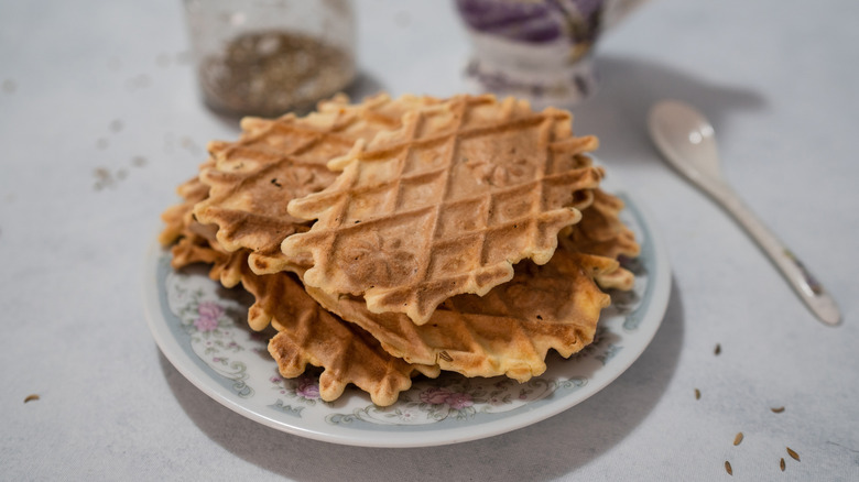 pizzelles served on plate