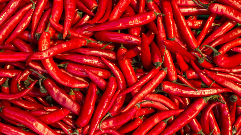 Many red chilis.