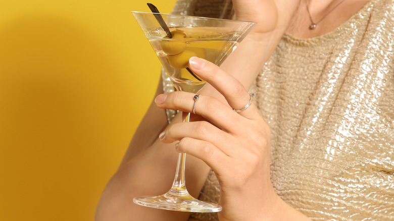 Extra dirty martini with olives