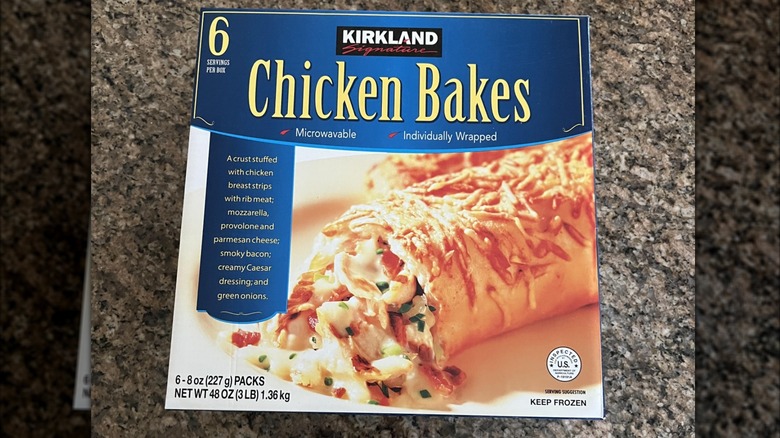 a box of frozen chicken bakes on a counter