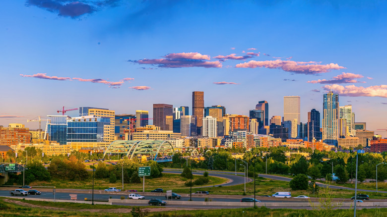 Photographed skyline of Denver.