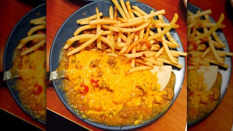 The Mexi-Burger served at Sam's No. 3 with fries.