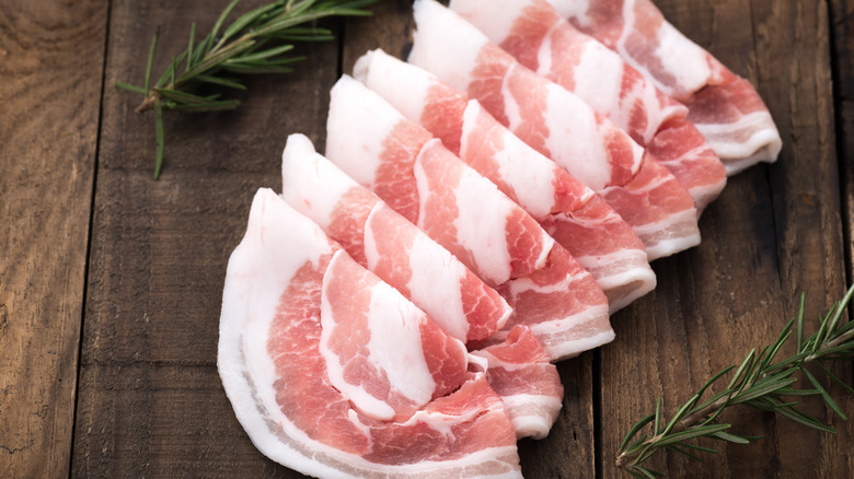 thin slices of raw kurobuta pork