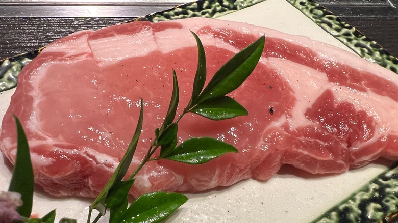 raw kurobuta pork steak
