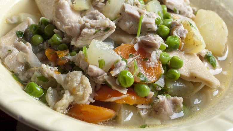 Pot of amish chicken pot pie