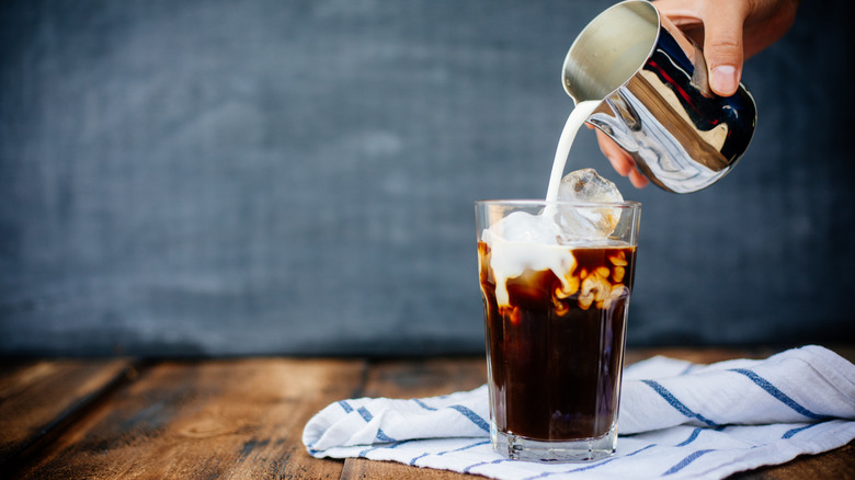 Strong iced coffee with cream 