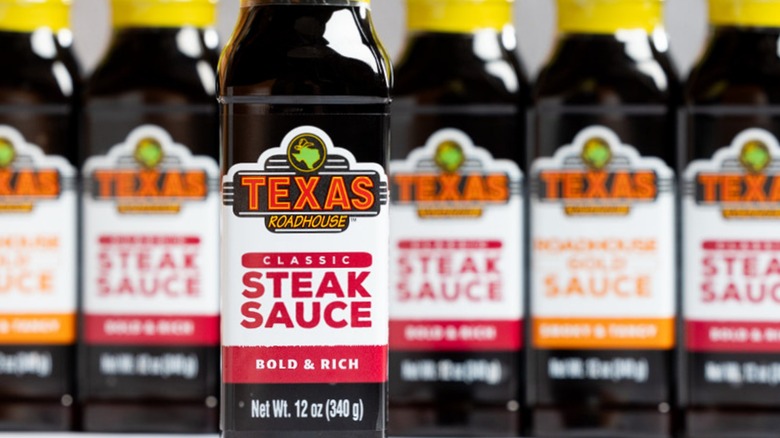 Row of Texas Roadhouse's Classic Steak Sauce and Gold Sauce