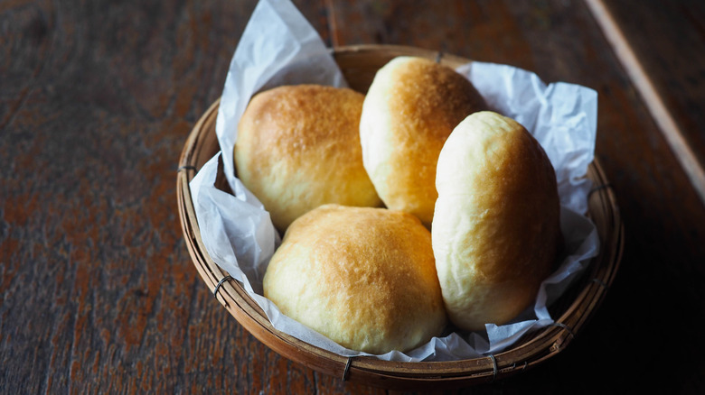 Bread basket on a wooden surface