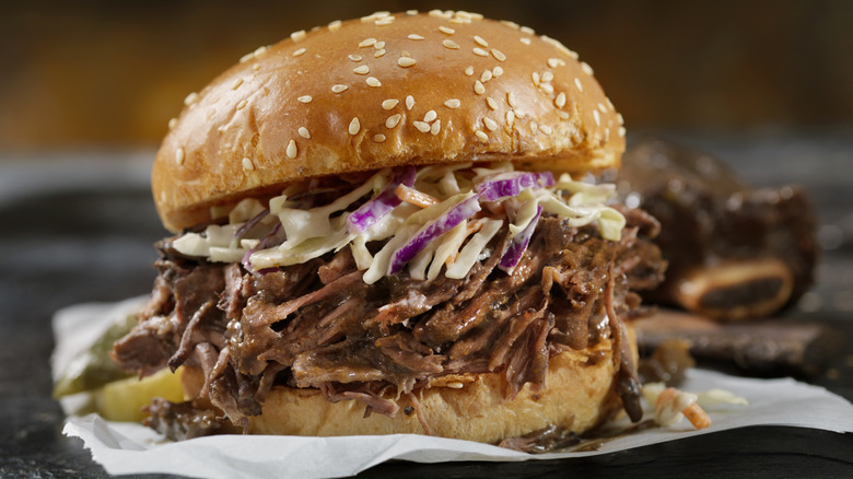 barbecue sandwich with coleslaw