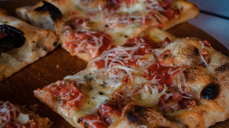 Grandma pizza with meat