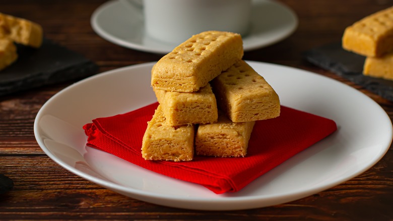 Stack of classic shortbread cookies