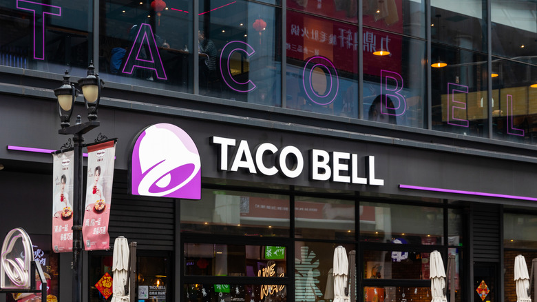 Outside of a Taco Bell