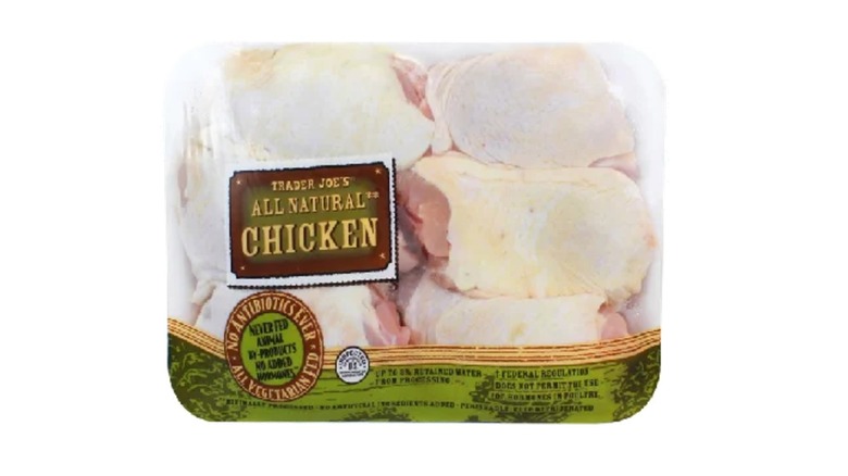Package of Trader Joe's chicken thighs