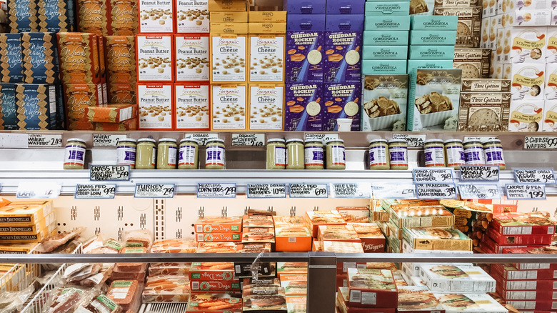 Inside of Trader Joe's with frozen foods and snacks