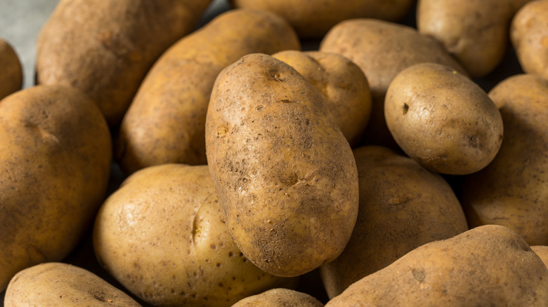 Pile of Russet potatoes