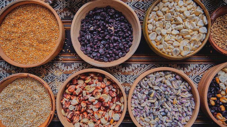 Assorted heirloom beans and corn