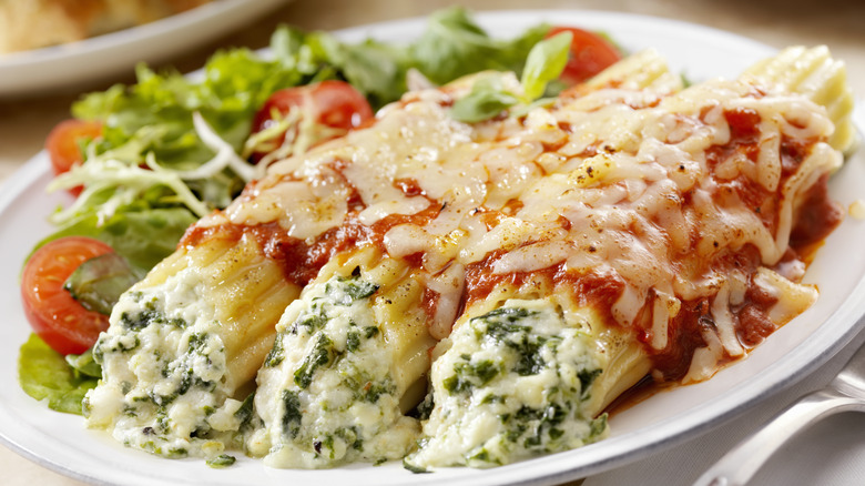Plate of ricotta-stuffed pasta