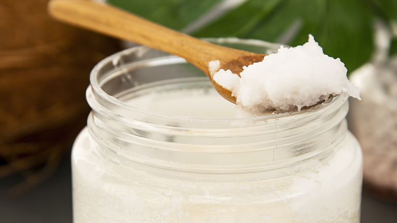 spoon of creamy coconut butter