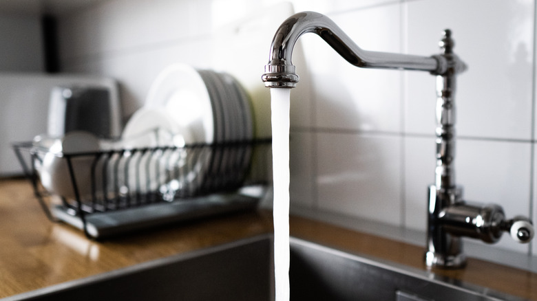 Kitchen sink facet running water