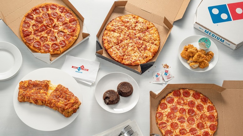 Various Domino's Pizza food items