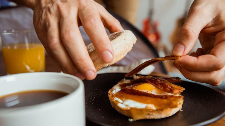 Breakfast with plant-based bacon