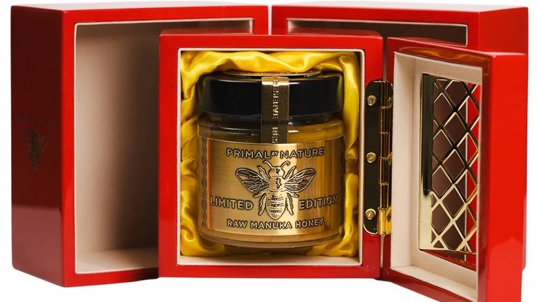 A case of manuka honey sits against a white background.