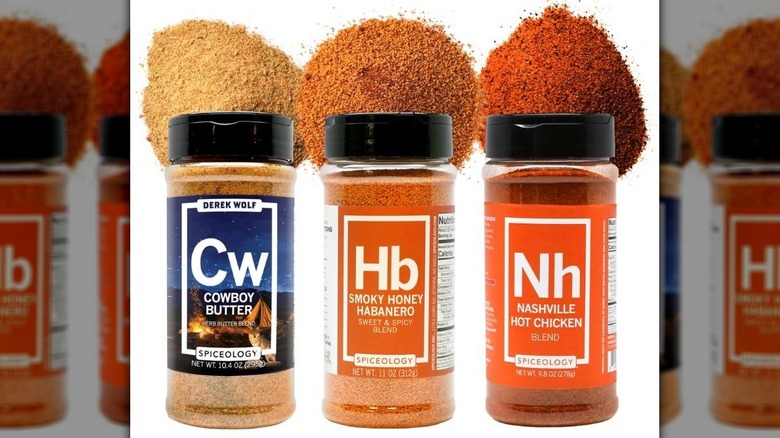 Spiceology Grilling Rub's Cowboy Butter, Smoky Honey Habanero, and Nashville Hot Chicken flavors