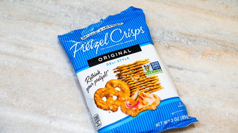 abag of Snack Factory Pretzel Crisps