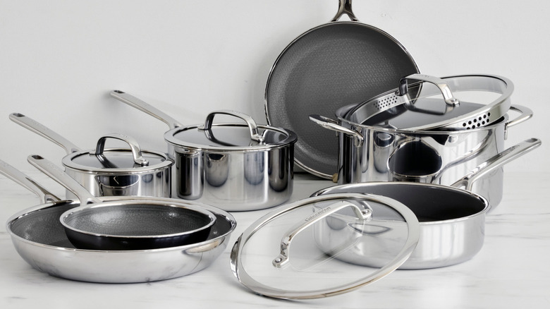 photographed pots and pans set